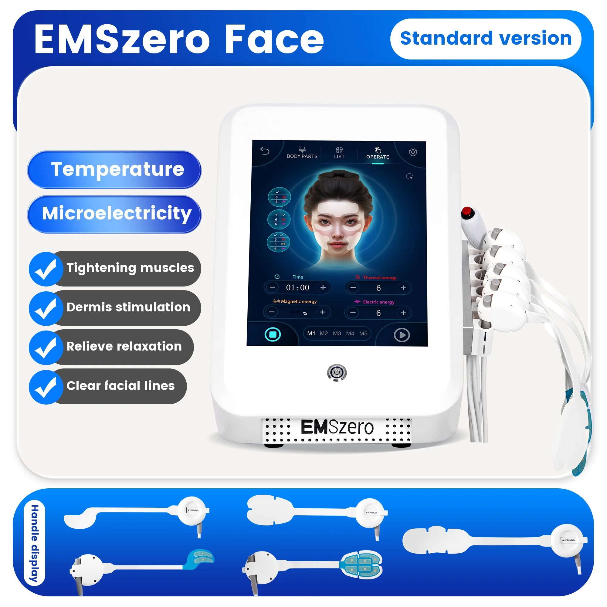 Emszero pro remoção de rugas anti-envelhecimento microcorrente levantamento facial pele aperto emrf máquina facial ativar colágeno