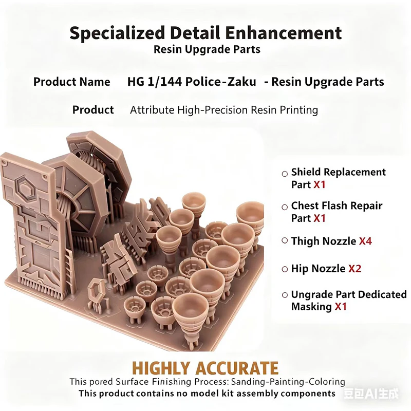 Tas Model Pro Masing قطع تحويل مسبقة القطع أجزاء الأيدي لـ Hg 1/144 Ms-06-Ssp Gquuuux Police Zaku لعبة هدية من الراتنج الأبيض