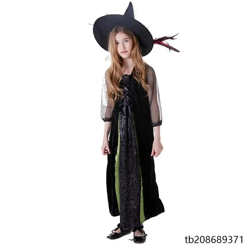 Loween Costume de sorcière Robe d'elfe Performance eup Dance Par Tenue de sorcière rouge pour femme Cape de fée Tenue de sorcier magique