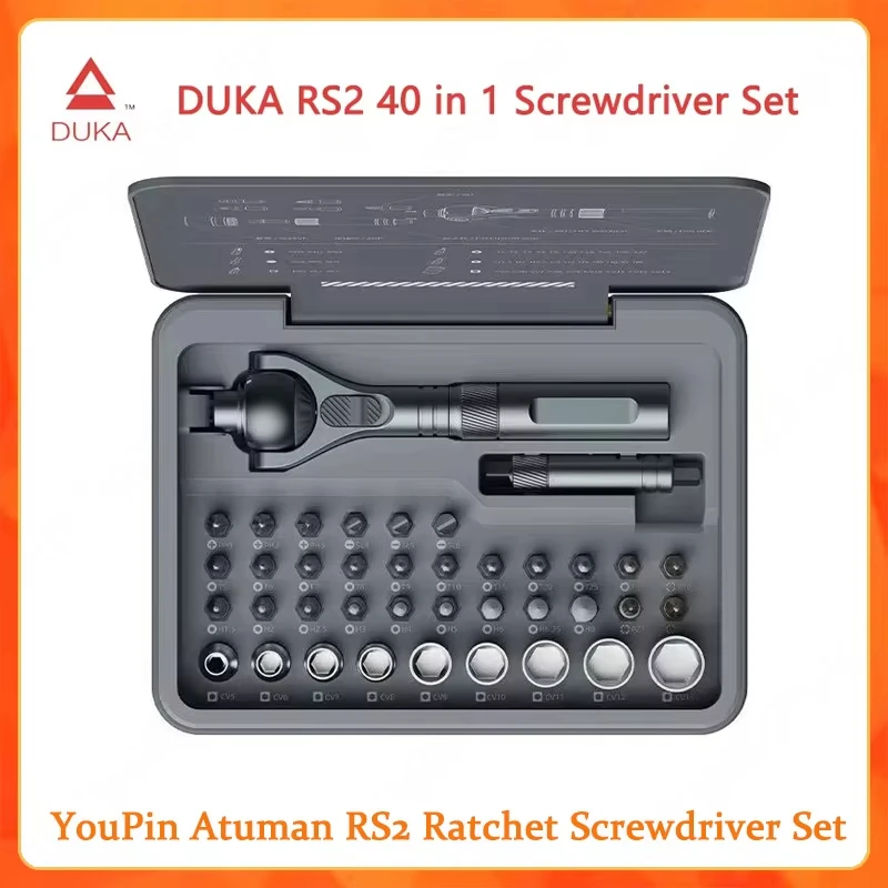 DUKA ATuMan RS2 Ratchet Screwdriver Set Extendable Handle 28pcs S2 Magnetic Bits 180° Ratchet Head Multifunctional Repair Kit