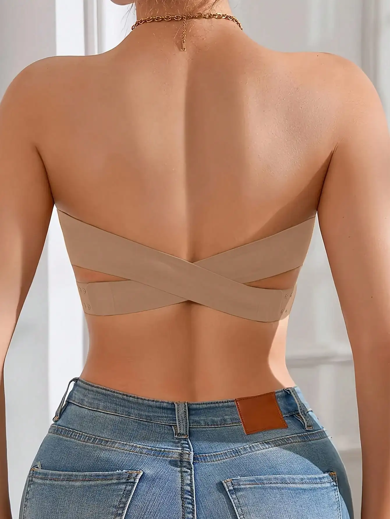 حمالة صدر نسائية بدون حمالات مثيرة بإغلاق جانبي حمالة صدر متقاطعة من الخلف حمالة صدر لاسلكية صلبة ناعمة وسادة صدر مريحة