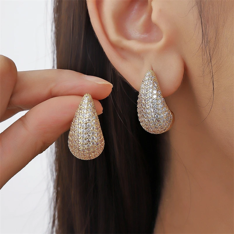 UILZ Bride Earrings For Women Wedding Accessories Rhinestone Gold Silver Summer forWomen Earrings Geometry Jewelry