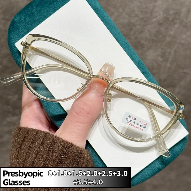 

Unisex Cat Eye Presbyopia Eyeglasses Clear Lens Anti Blue Light Glasses Diopter 0 To +4.0 Compression Resistant and Durable