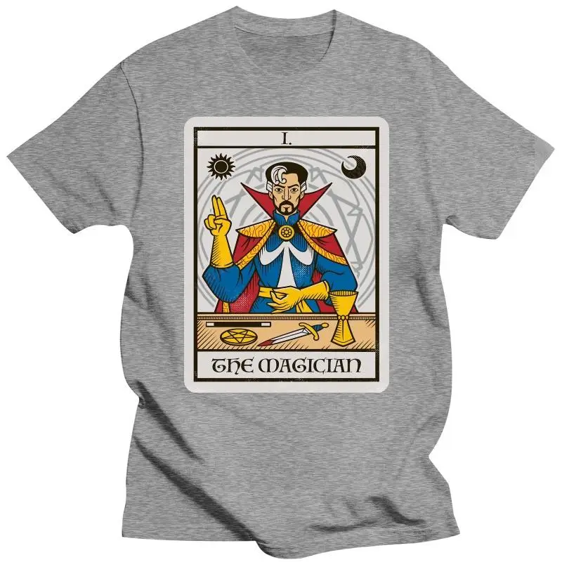 Herren Marke T-Shirt Sommer T-Shirts für Männer Dr. seltsame Tarot-Karte der Magier klassische schwarze T-Shirt Sommer Unisex Kurzarm