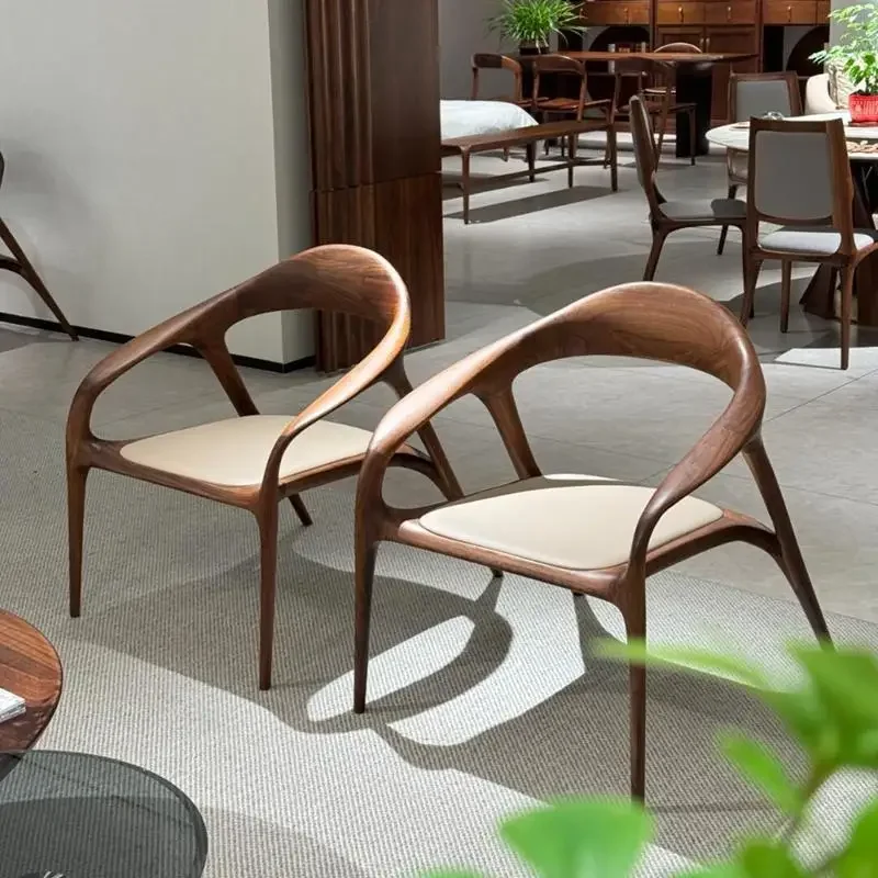 New Chinese-style North American black walnut leisure chair, Song-style aesthetic zen solid wood sofa chair