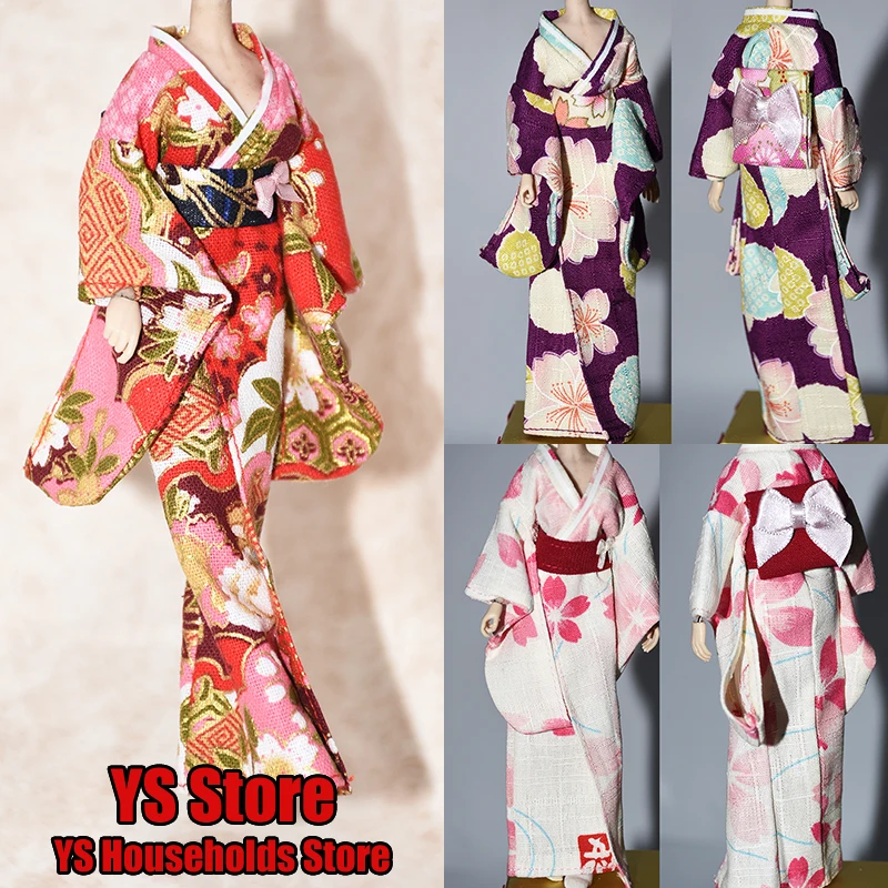 

Кимоно женское с цветочным принтом, юката и юбка в японском стиле, кардиган для косплея, подходит для фигурок 6 дюймов, 1/12