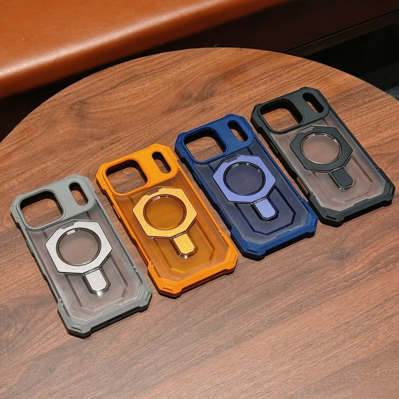 Роскошный тяжелый военный доспех, противоударный матовый чехол для iPhone 16 Pro Max 17 Air для Magsafe, магнитное кольцо-подставка, твердая обложка