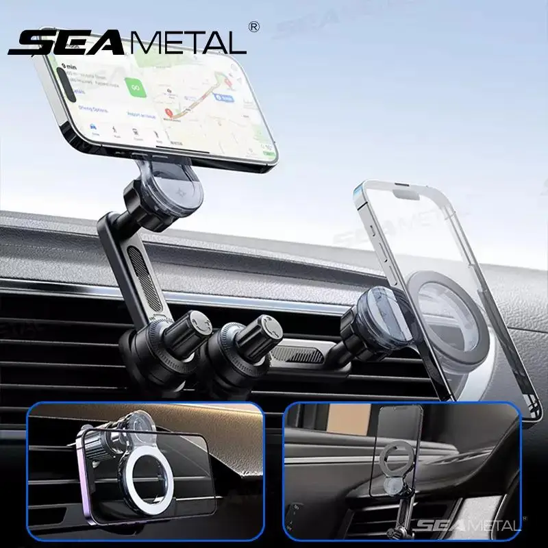 SEAMETAL Magnetic Car Phone Holder Air Outlet Vent Phone Bracket 360 Rotatable Angle Adjustable One Handed Operation Phone Mount