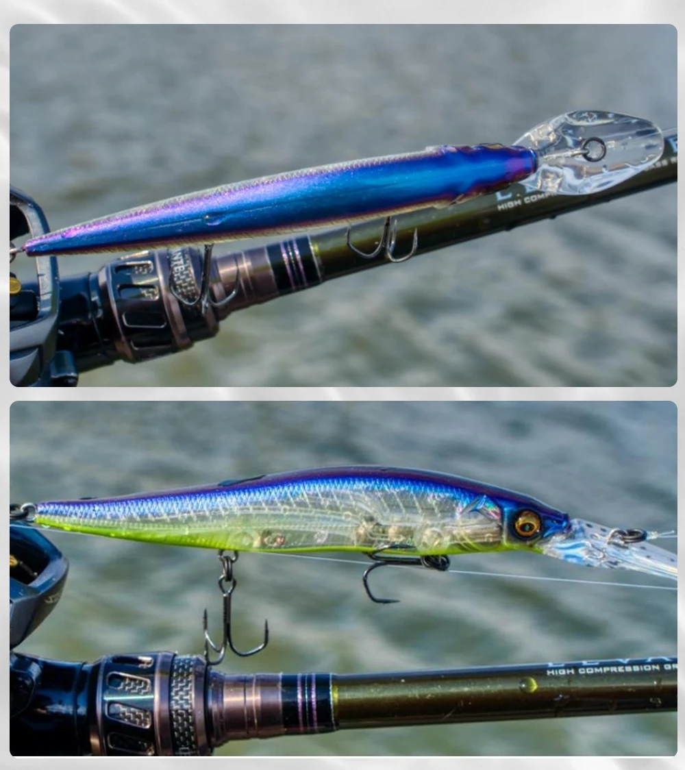 D1 Minnow Fishing Groundbait Wobblers 110mm 16g für Barsch und Hecht, langsam schwimmende Jerkbaits mit großer Lippe, für weite Würfe, Angelzubehör – Detail 8