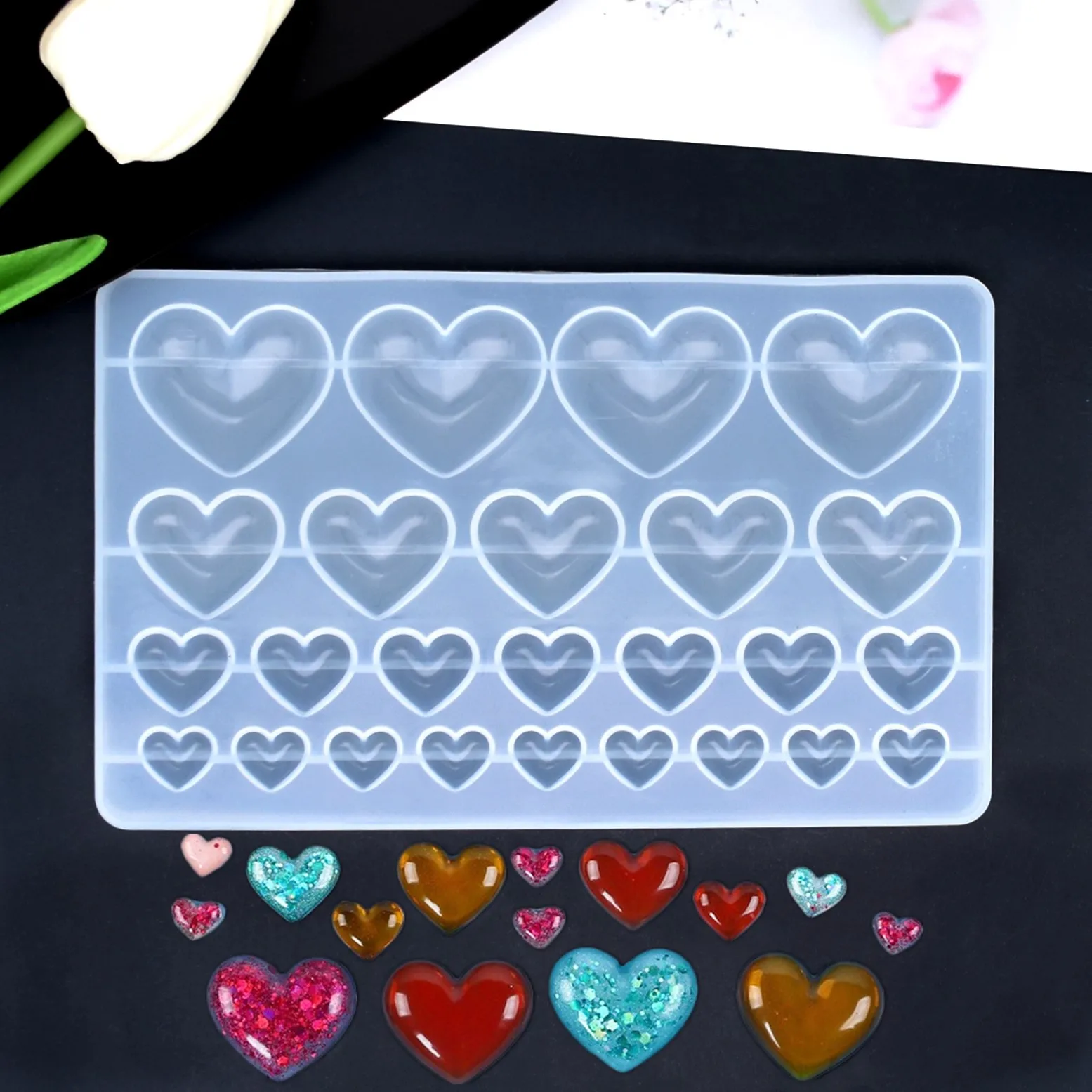 SNASAN Love Heart Silicone Mold Different Size Pendants Casing moulds Handmade DIY Tool