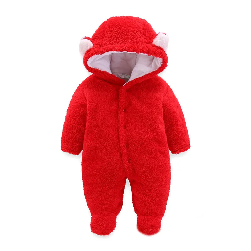 OLEKID 2024 Autumn Winter Newborn Baby Rompers Hooded Thick Warm Baby Girls Jumpsuit Toddler Boys Overalls Infant Fleece Outfit