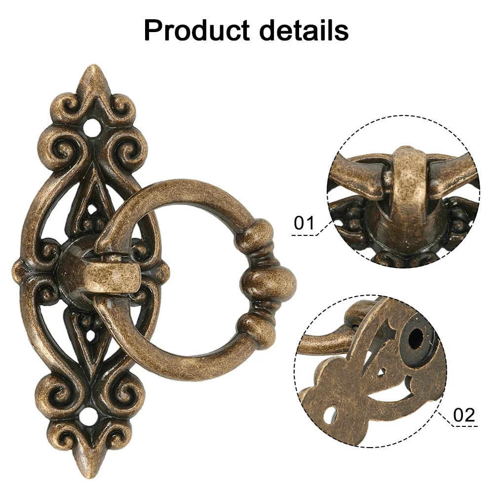 Kabinet pegangan kabinet Retro cincin perunggu antik tarik untuk penarik laci lemari lubang tunggal furnitur perangkat keras lemari antik