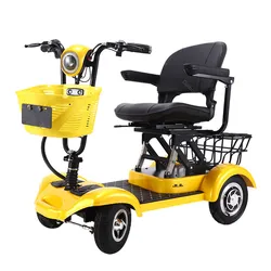 Foldable Electric Wheelchair Scooter 4 Wheels Electric Scooters 300W*2 48V Red/Yellow Electric Scooter eBike For Old People