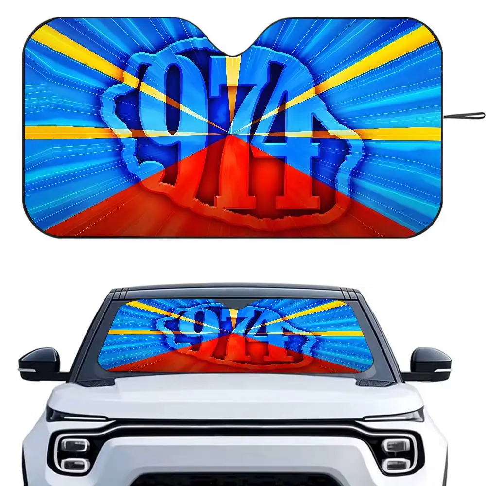 Custom 974 Reunion Island Logo Car SunShade Parasol Car Windshield Sun Shade UV Protection and Interior Cooler