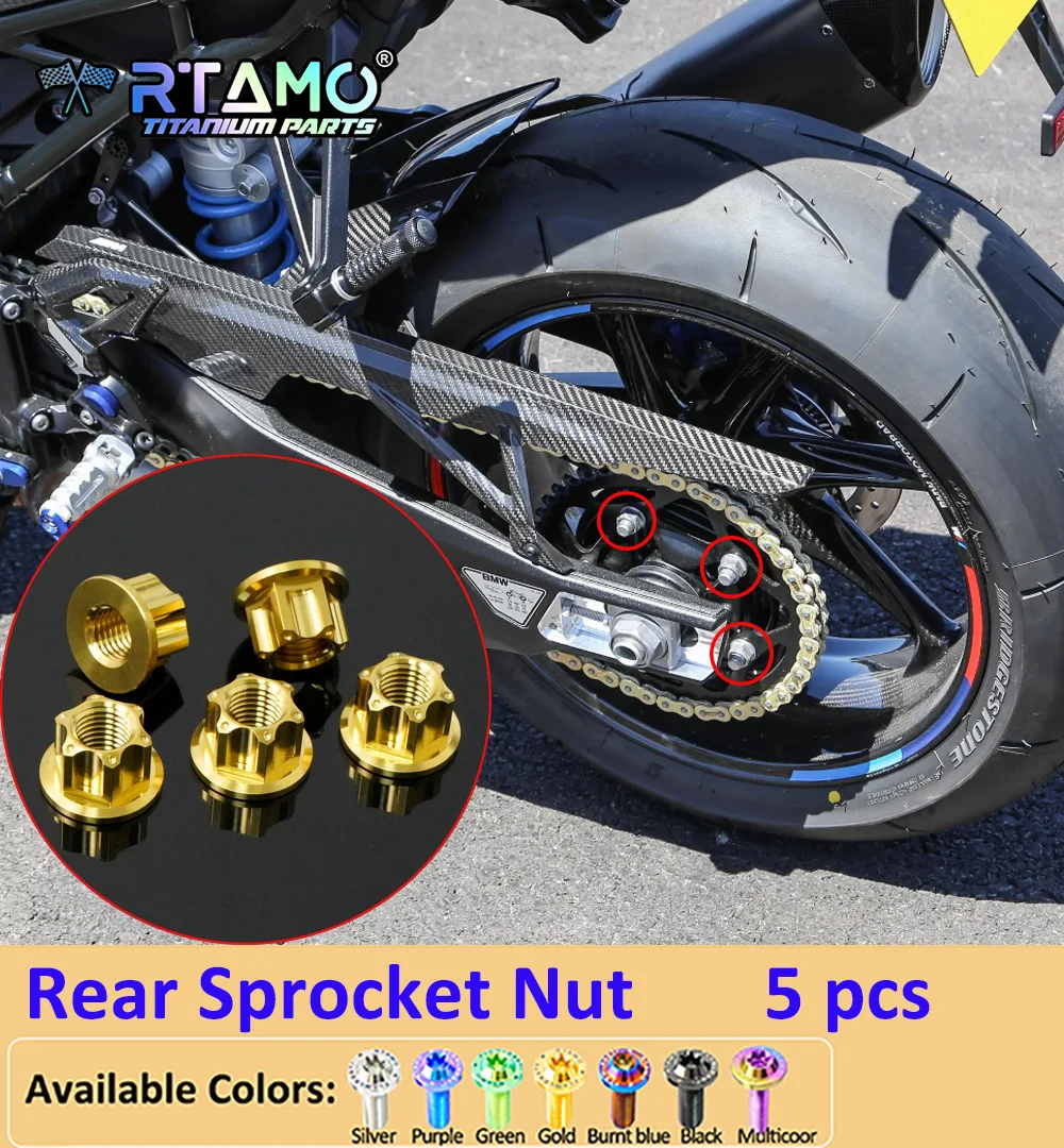 RTAMO Titanium Bolts Motorcycle Rear Brake Disc Sprocket Nut Signal Bolt Engine Oil Bolt Fit for BMW M1000 R 2024