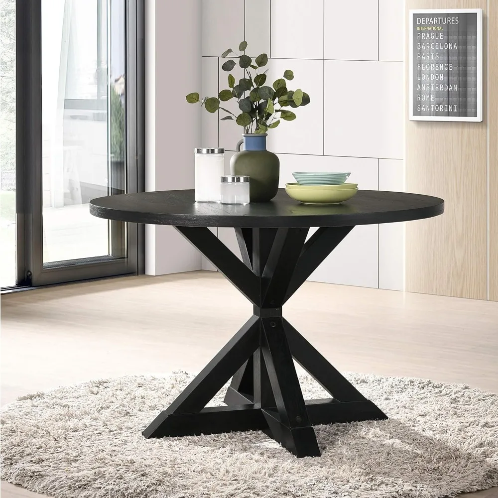 Windvale Cross-Buck Base Dining Table, Black