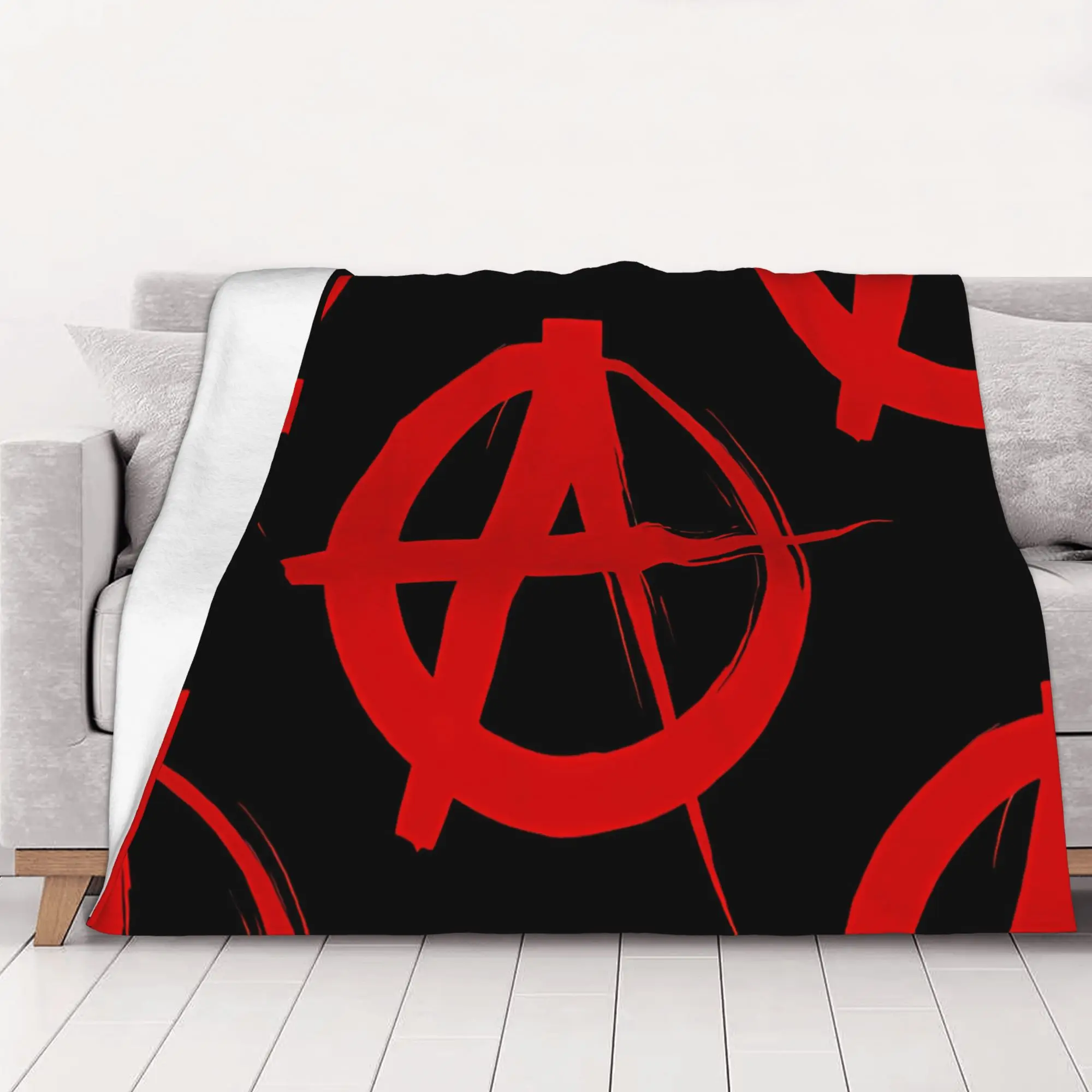 1PC Red Anarchy Symbol Anarchy home room decorations Winter Blankets for Adults Bedding Home Interior Sofa Knee