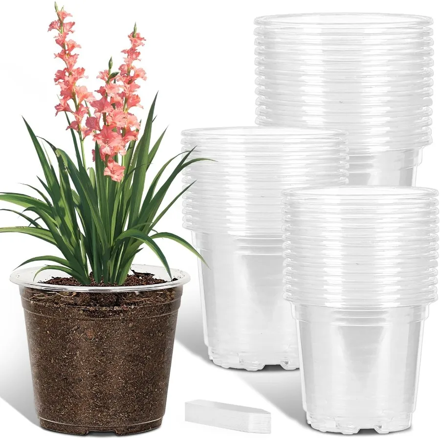 

Упаковка из 36 шт., 6 7-дюймовых прозрачных детских горшков с дренажным отверстием, различные размеры, начальные горшки для семян, прозрачные пластиковые горшки для растений для растений