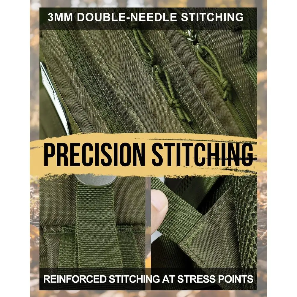 Sac à dos tactique robuste de style militaire avec système Molle pour les aventures en plein air, vert