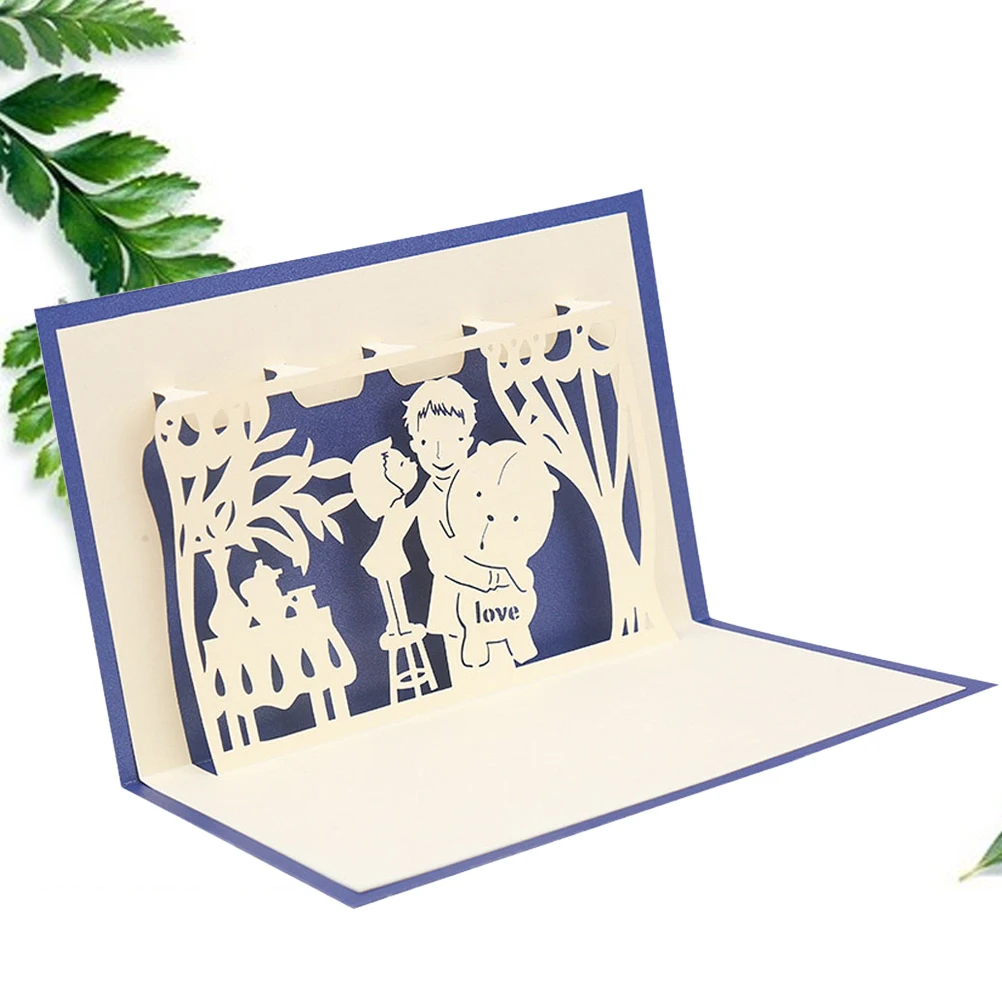 

3D Stereoscopic Greeting Card Handmade Paper Father Birthday Up Card 3D Effect Fathers Day Present Unique Creative