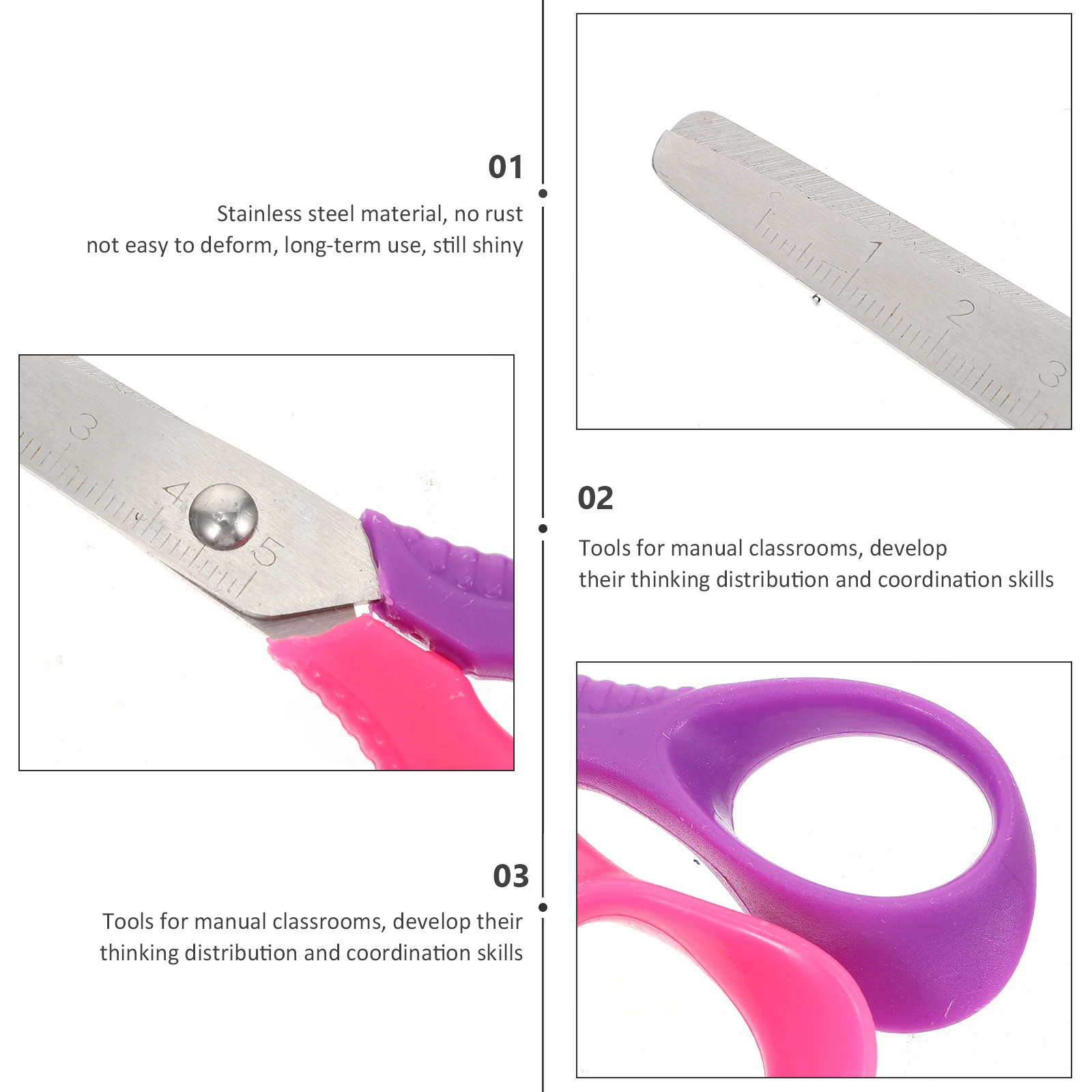 6 قطع من مقصات الحرف اليدوية المدرسية مع مقياس لمشاريع فنية يدوية الصنع ومستلزمات المكتب وأداة الطلاب متعددة الألوان #2