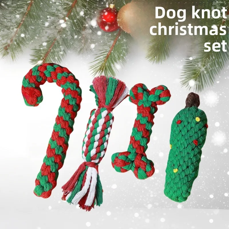

Dog Toys, Woven Cotton Rope Christmas Series Pet Toys, Teething Interactive and Boring Dog Toys