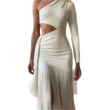 2025 New Fashion Off-shoulder Hip Dress Women Summer Sexy And Elegant Solid Color Hollow Flowing Comb Long Skirt For Women