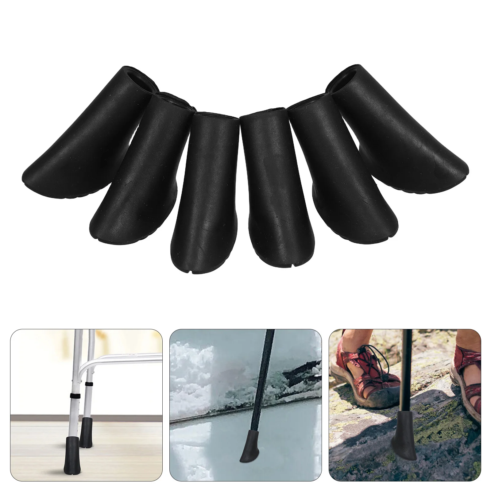 

6Pcs Trekking Pole Rubber Tips Stable Grip Universal Hiking Stick Replacement Accessories Walking Pole Accessories