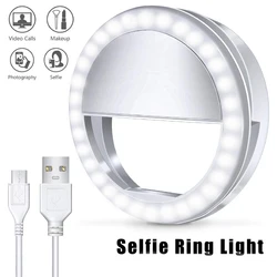 LED Selfie Ring Light Rechargeable Portable Clip-on Selfie Fill Light For Smart Phone Photography Camera Video Girl Makes up