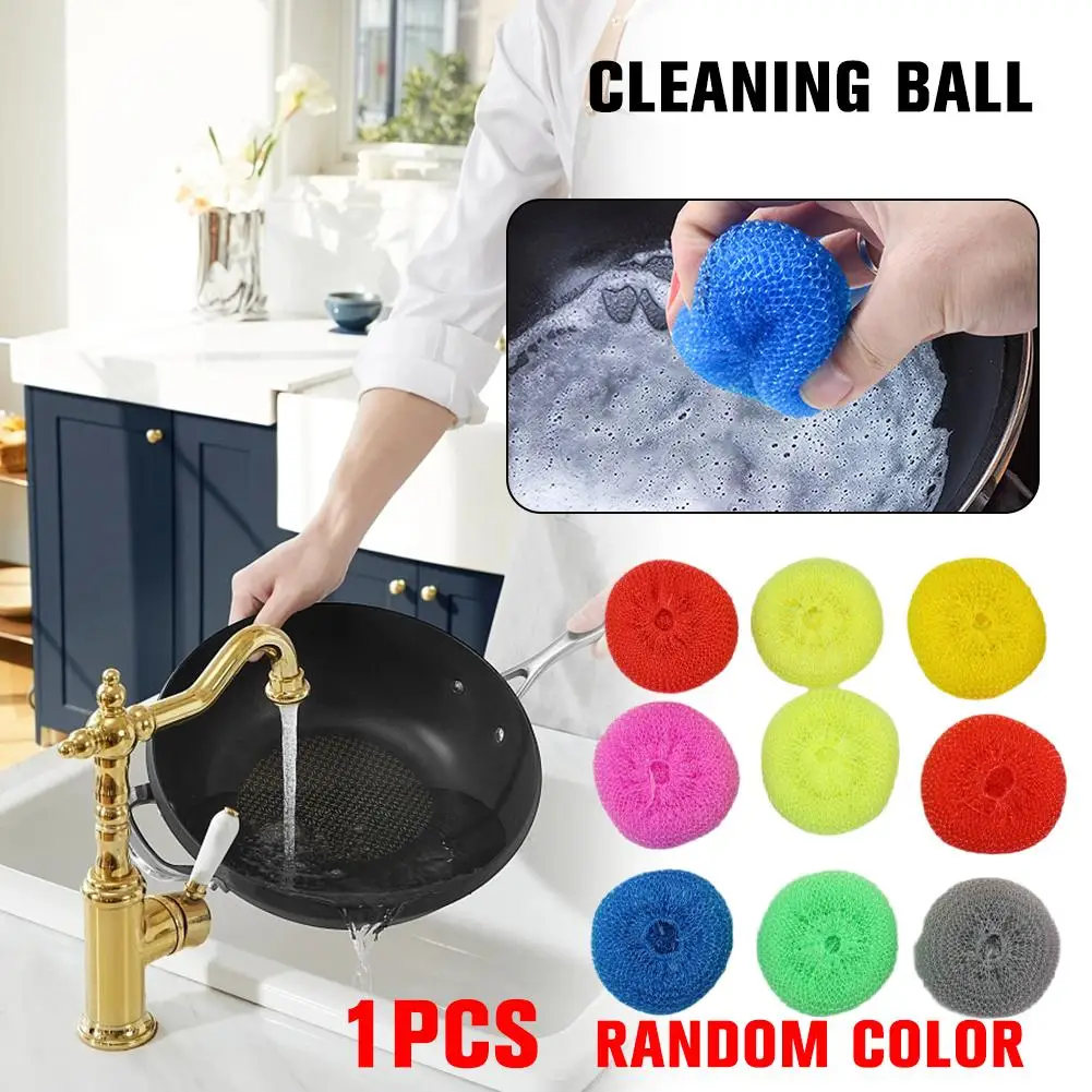 Kitchen Plastic Wire Cleaning Ball Anti-scratche Easy Home Balls Scouring Cleaning Pads Stains Toughest Clean Reusable S5R5