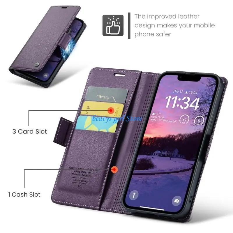 C7AB Leather Case For Phone 17E With Shockproof Design And Card Storage
