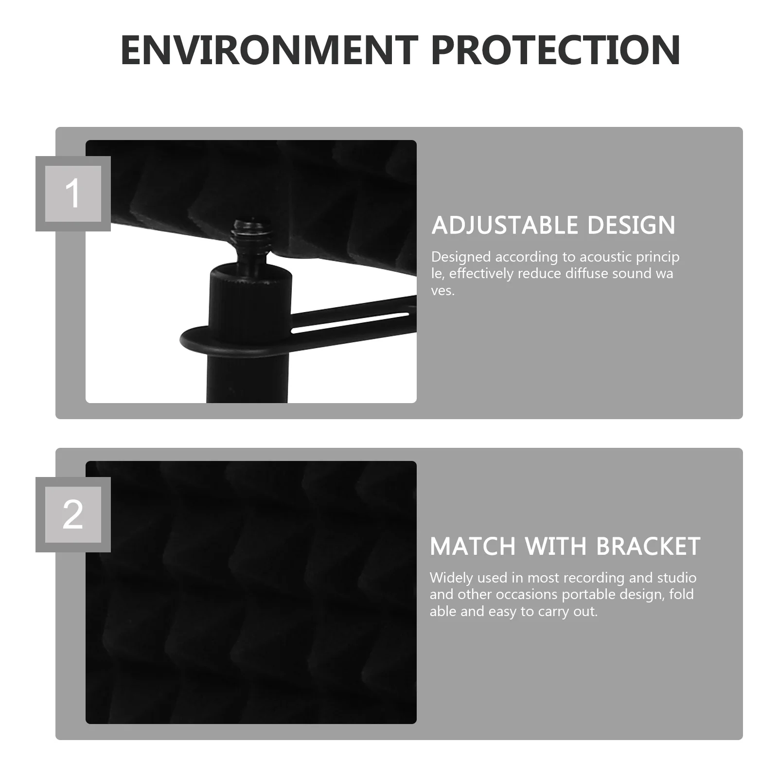 

1Pcs Mini Mic Isolation Shield Portable Foldable Noise-Proof Screen Black for Recording Microphone Accessories