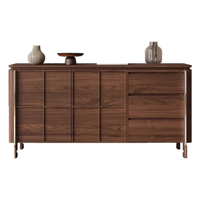 

Medieval style all solid wood dining side walnut porch cabinet partition cabinet retro new Chinese living room tea locker