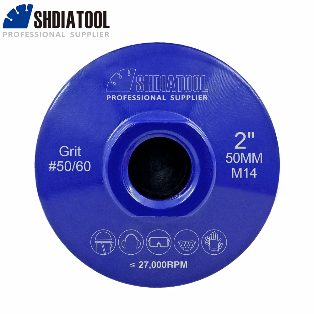 Imagem -02 - Shdiatool 1pc 50 mm Diamante Moagem Copo Roda M14 Rosca Moldar Mármore Granito Quartzo Perfil Roda Polegada Cortador Ferramenta Abrasiva