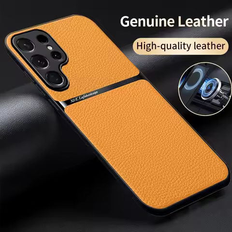 Magnetic Leather For Magsafe Phone Case For Samsung Galaxy S24 S23 S22 S21 Ultra Plus S20 Fe Shockproof Cover Phone Accessories