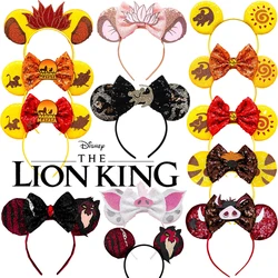 The Lion King Hair Accessories Women Carnival Disney Pumbaa Simba Ears Headband Girl HAKUNA MATATA Sequins Bow Hairband Kid Gift
