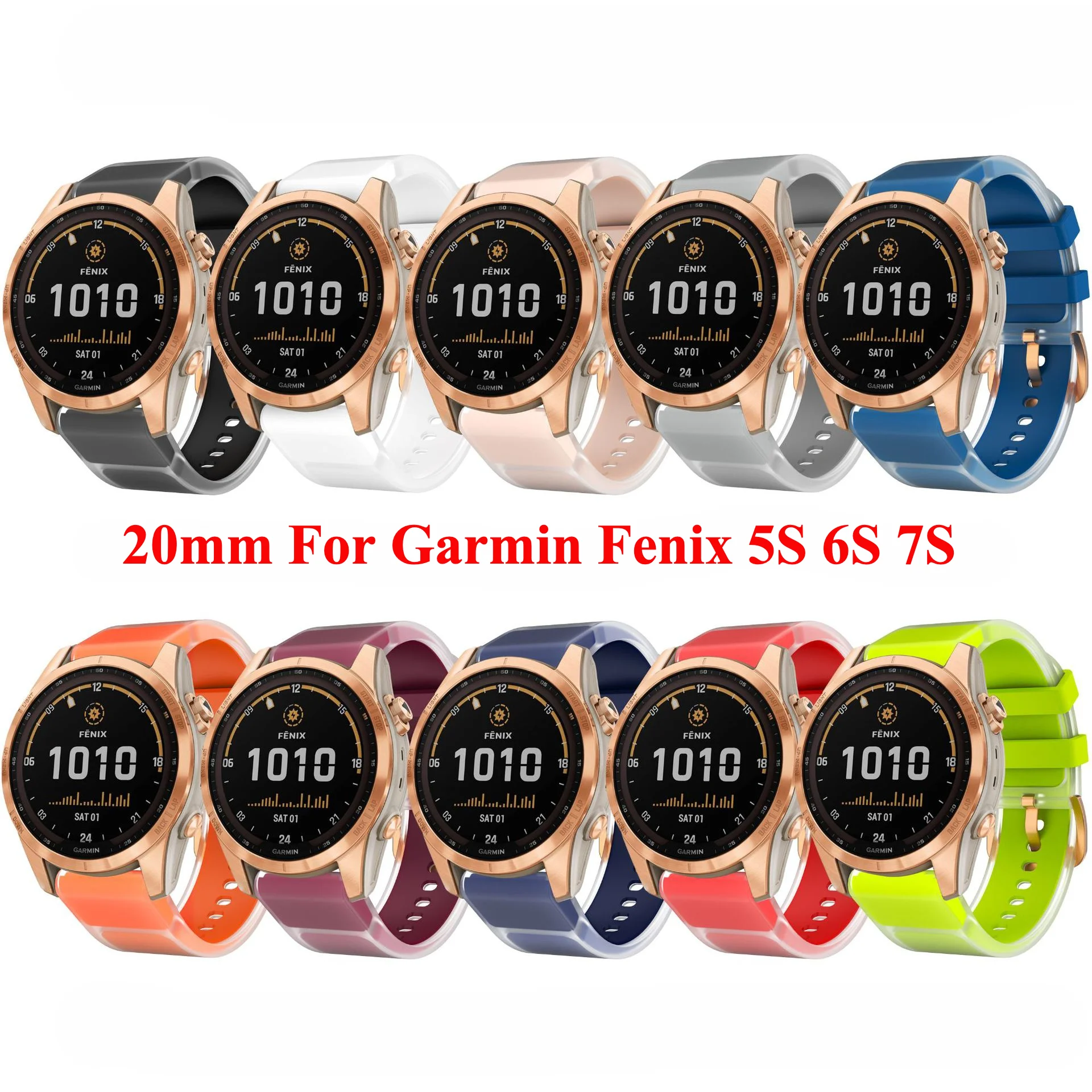 

20mm Silicone Watch Strap For Garmin Fenix 5S 6S 7S Quick Release Watchband for Garmin Descent mk3/mk3i 43mm Smart Watch Band