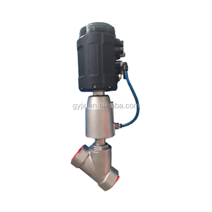 Stainless Steel body Pneumatic Angle Seat Valve threaded with ligent Positioner Proportional control valve