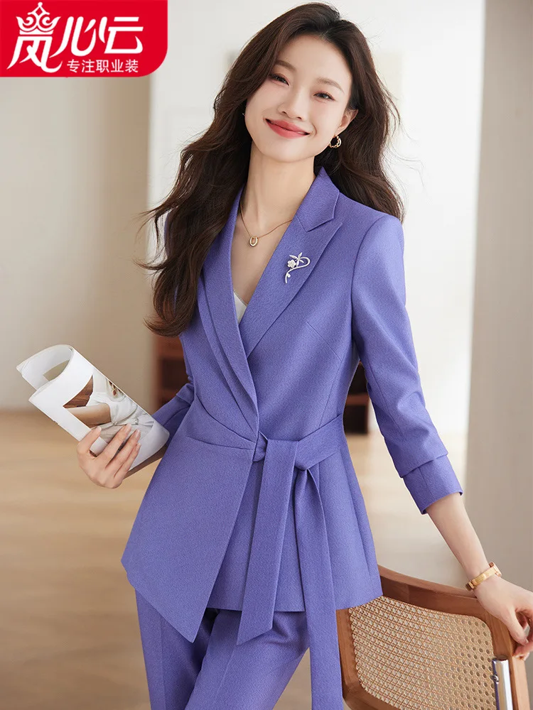 2024New Early Spring Hotel Front Desk Attendant Beauty Salon Technician Overalls Female Temperament Business Suit High-End