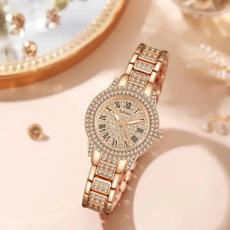 New Style Diamond Luxury Watch Lady Star Steel Chain Quartz Watch Fashion Temperament Dial Plate Woman Watch Student Gift