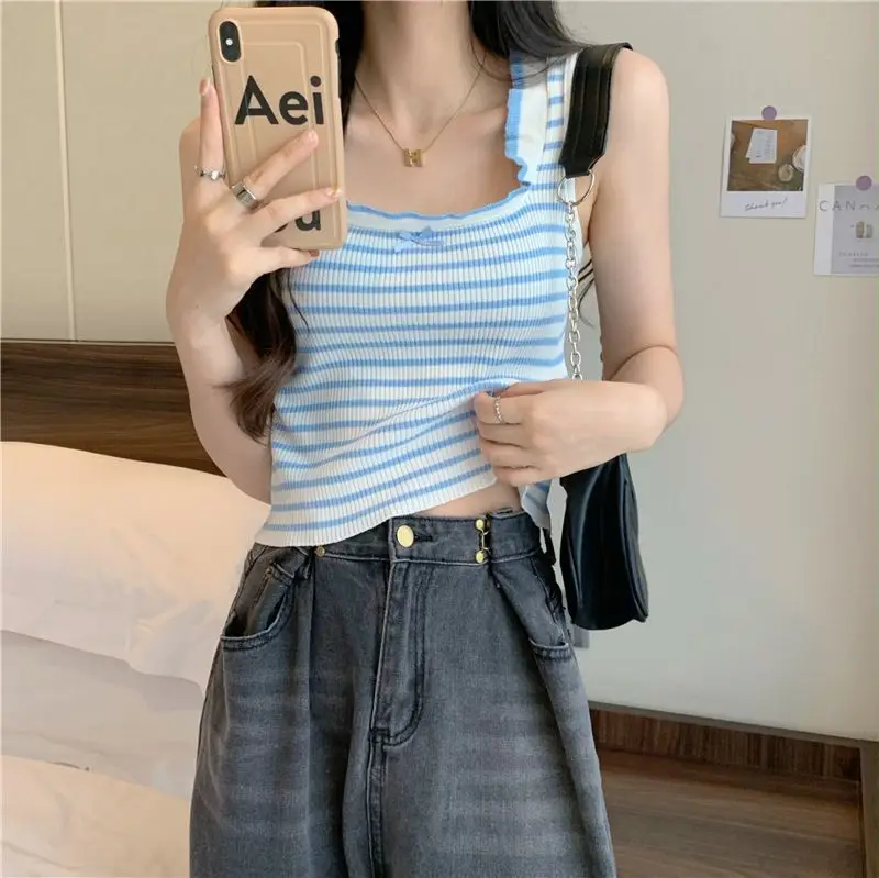 Fashionable Temperament Slim Fit and Slimming Effect, with A Summer Ear Pure Desire Irregular Sexy Suspender Women's Vest Top