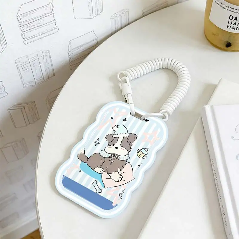 Card Protective Case for Student Bus/Meal Card Protection Case Photo Protector Kpop Photocard Holder Stretchable Spring Cord