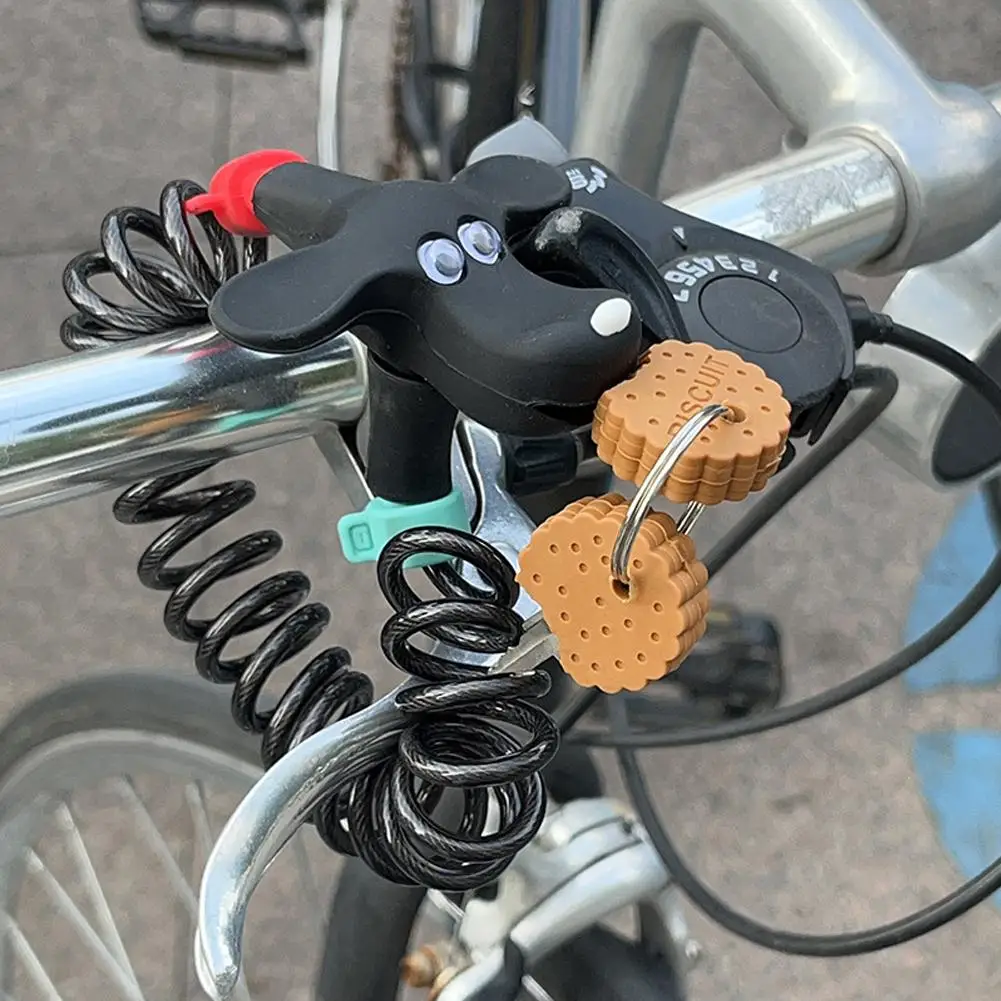 Biscuit Puppy Bike Lock Basket Lock Chain Lock Rubber Safety Personality Anti-Theft Cartoon Cute Bike Lock Bicycle Accessories