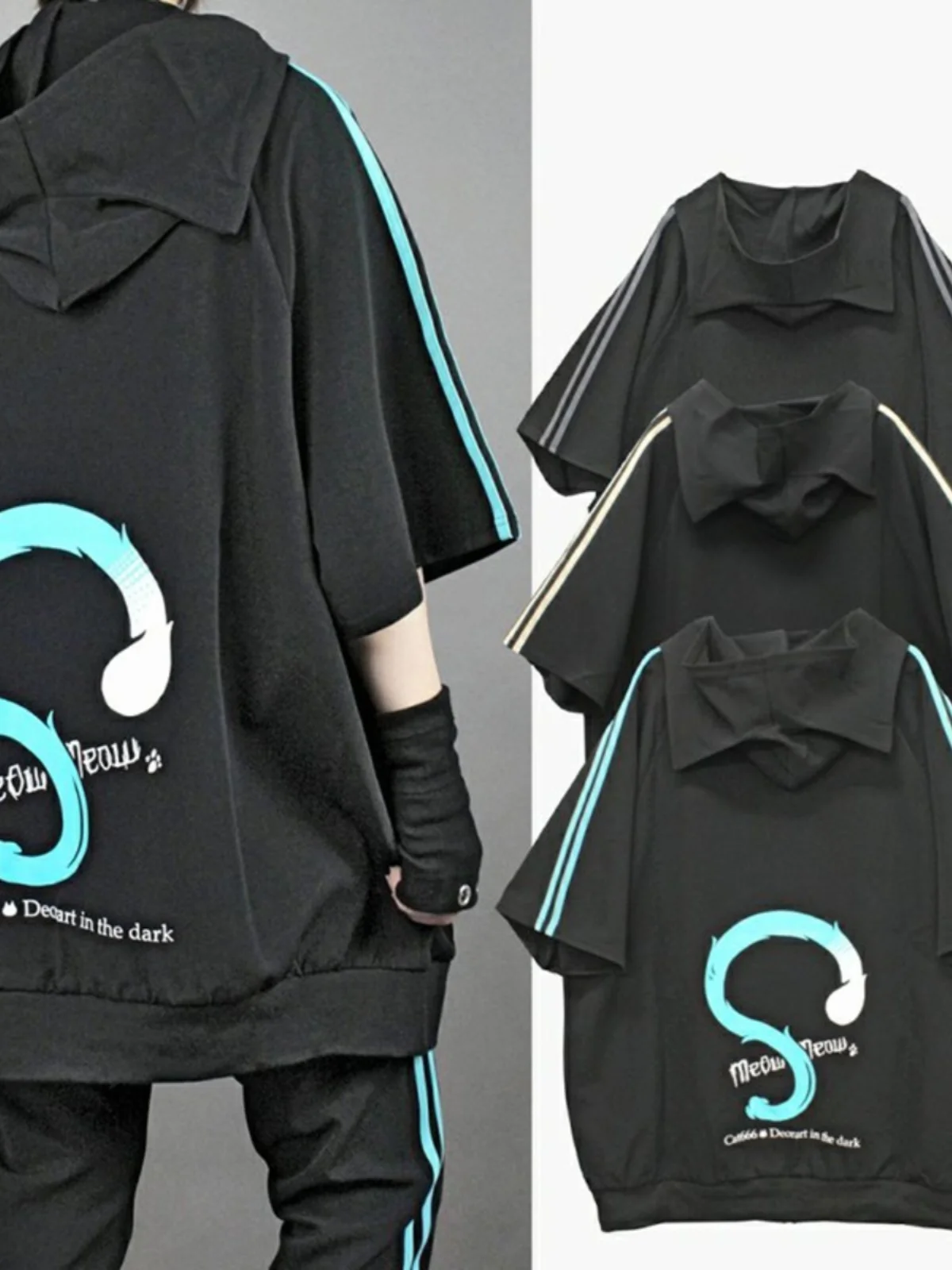 

Летняя новинка Deorart: кардиган в стиле Харадзюку с принтом хвоста, корейский свободный крой, с круглым вырезом, короткий рукав, футболка свободного кроя