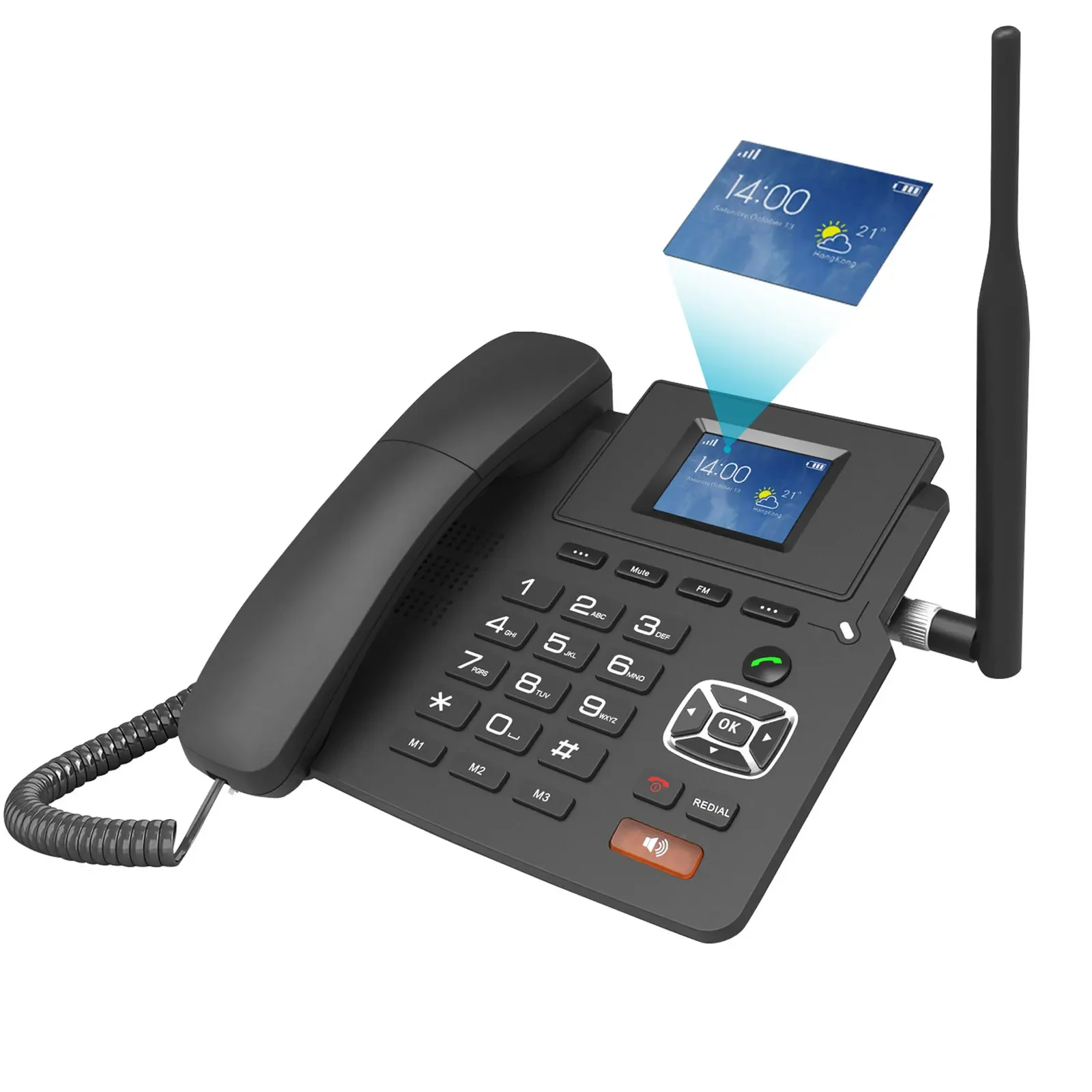 4G Desktop Dual modes Wireless Telephone 4G VOIP Phone Support 2 SIP Accounts WIFI SIM Card wi/ Antenna LCD Screen Auto Answer