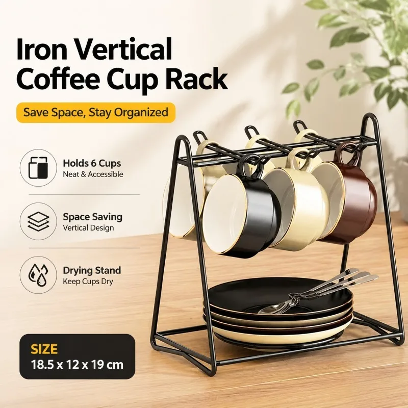 Cup Hanging Rack Tea‑ware Storage Shelf Practical Countertop Organizer for Mugs Teacups Coffee Cups Neatly Arrange Table‑top