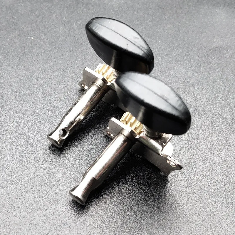 2R2L Nickel-Plated Ukulele Guitar Tuning Pegs Tuners Machine Head Black Knob