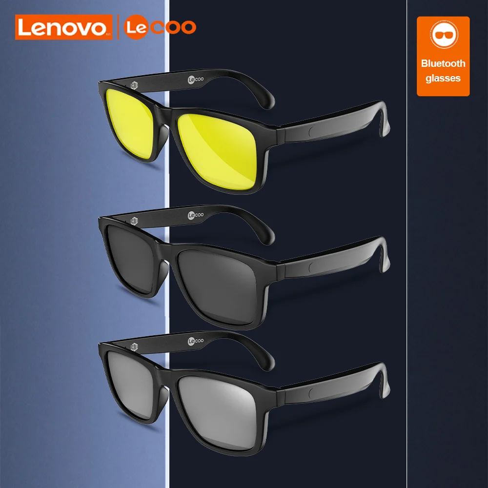 Lenovo Lecco-gafas inteligentes, auriculares inalámbricos con Bluetooth 5,0, gafas de sol para deportes al aire libre, auriculares para llamadas y música, gafas antiazules