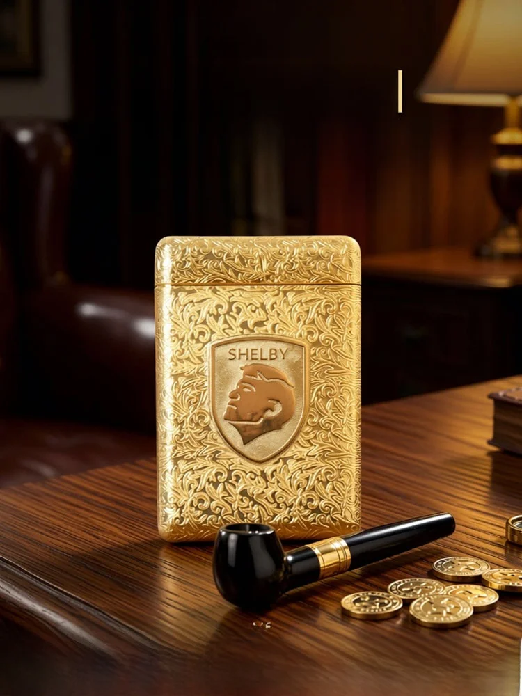 

Portable Zinc Alloy Three-Open Men's Cigarette Box Ex Shelby Stylish Compact Metal Cigarette Case for Smoking on the Go