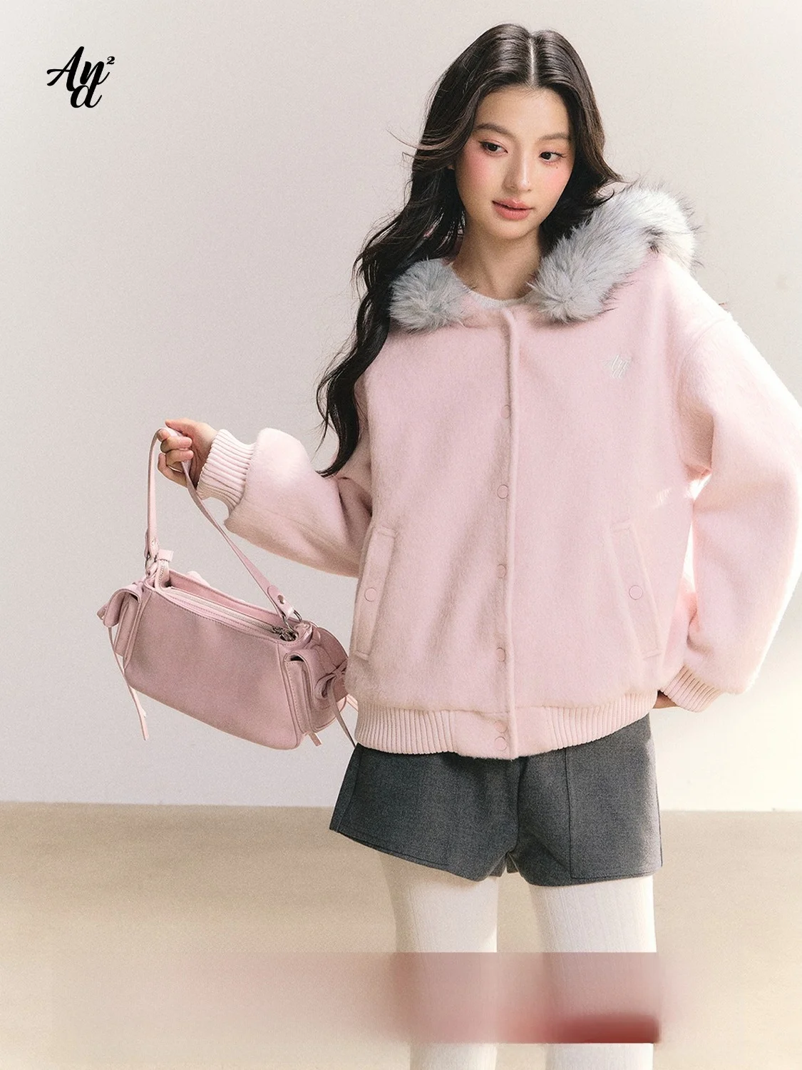 

FPMZ Collaborative Large Fur Collar Hooded Cotton Woolen Coat Winter Women's Baseball Sle Casual Loose Fit Online Exclusive